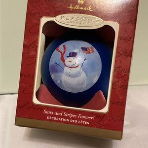 Hallmark Keepsake Patriotic Snowman “Stars and Stripes Forever” 2001 Ornament